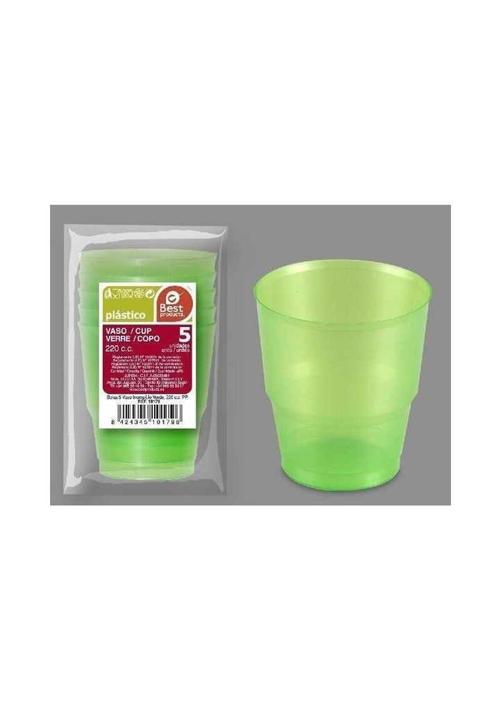 Unbreakable Green Cup 220Cc pp - 5pk