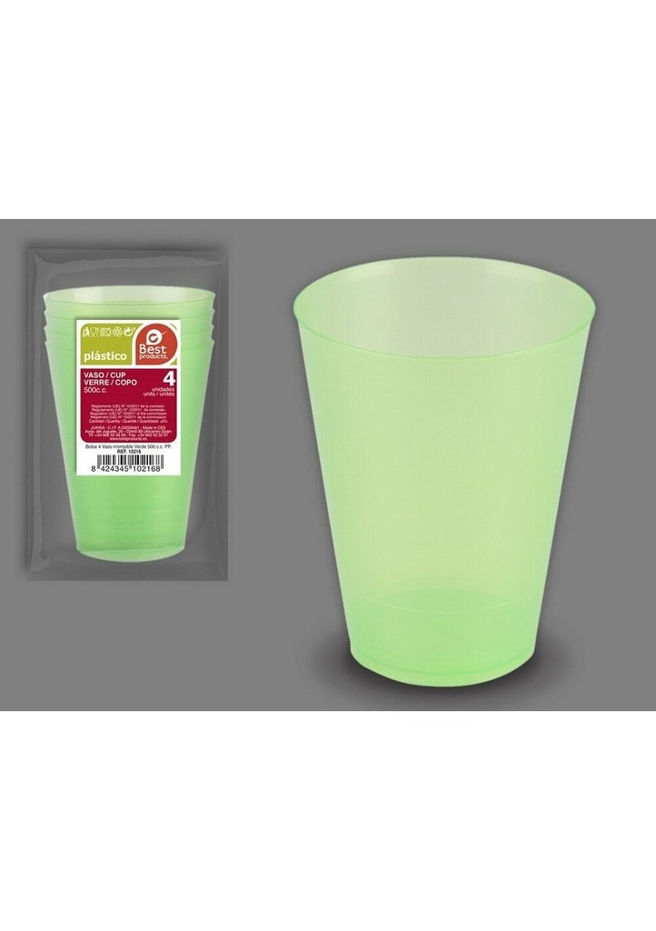 Unbreakable Green Cup 500 Cc pp - 4pk