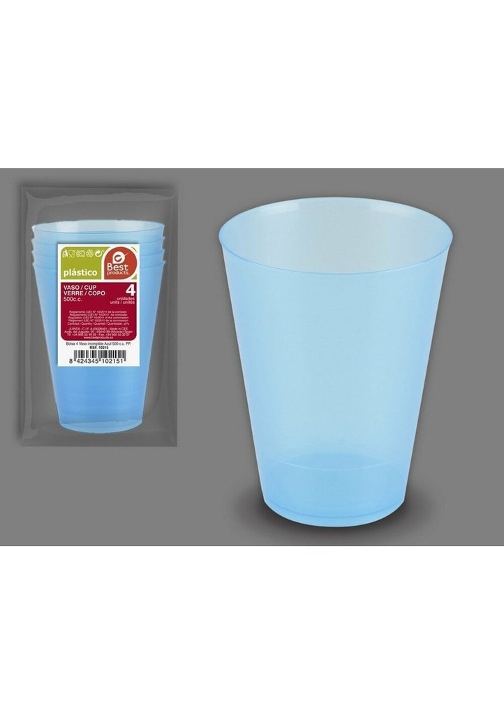 Unbreakable Blue Cup 500 Cc pp - 4pk