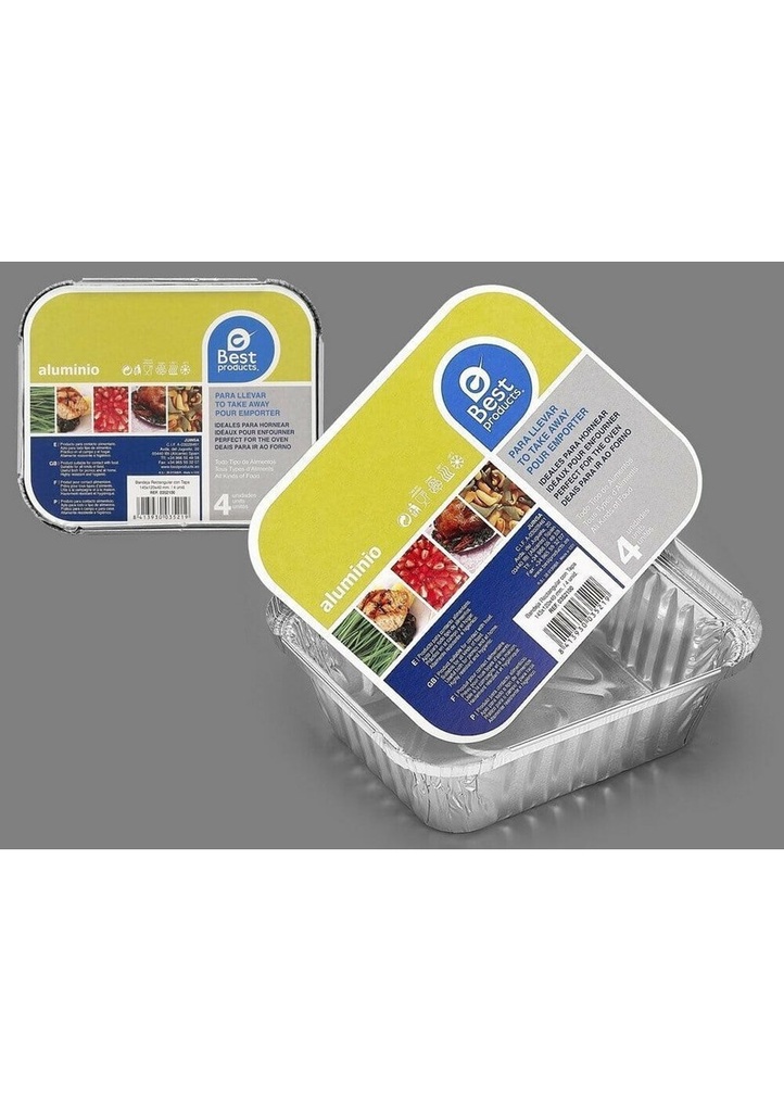 [352100] Rectangular Tray With Cover 14,80 X 12,10 X 4,30 cm - 4pk
