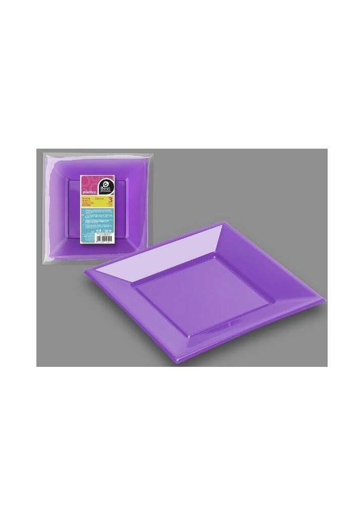 Lilac Square Plate 23 X 23 cm - 3pk