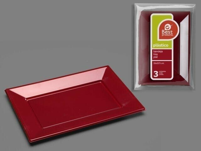 Burgundy Rectangular Tray 33 X 22,50 cm - 3pk