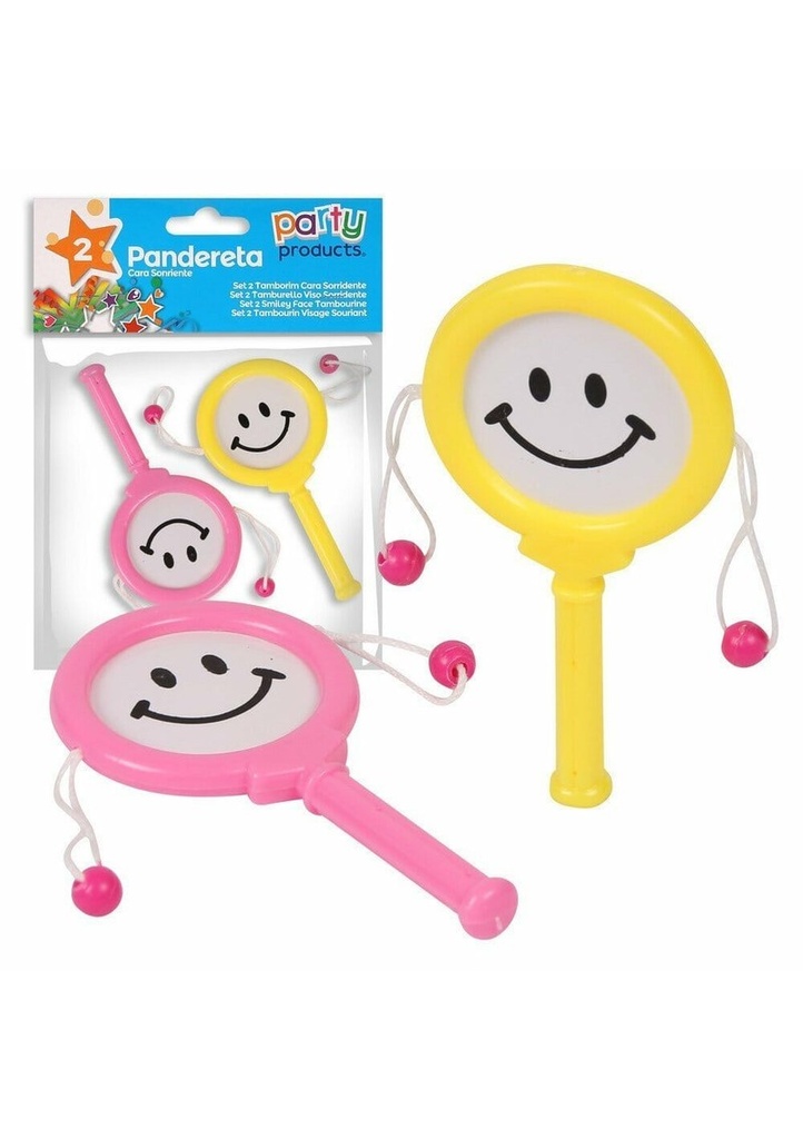 Smiley Face Tambourine - 2pk