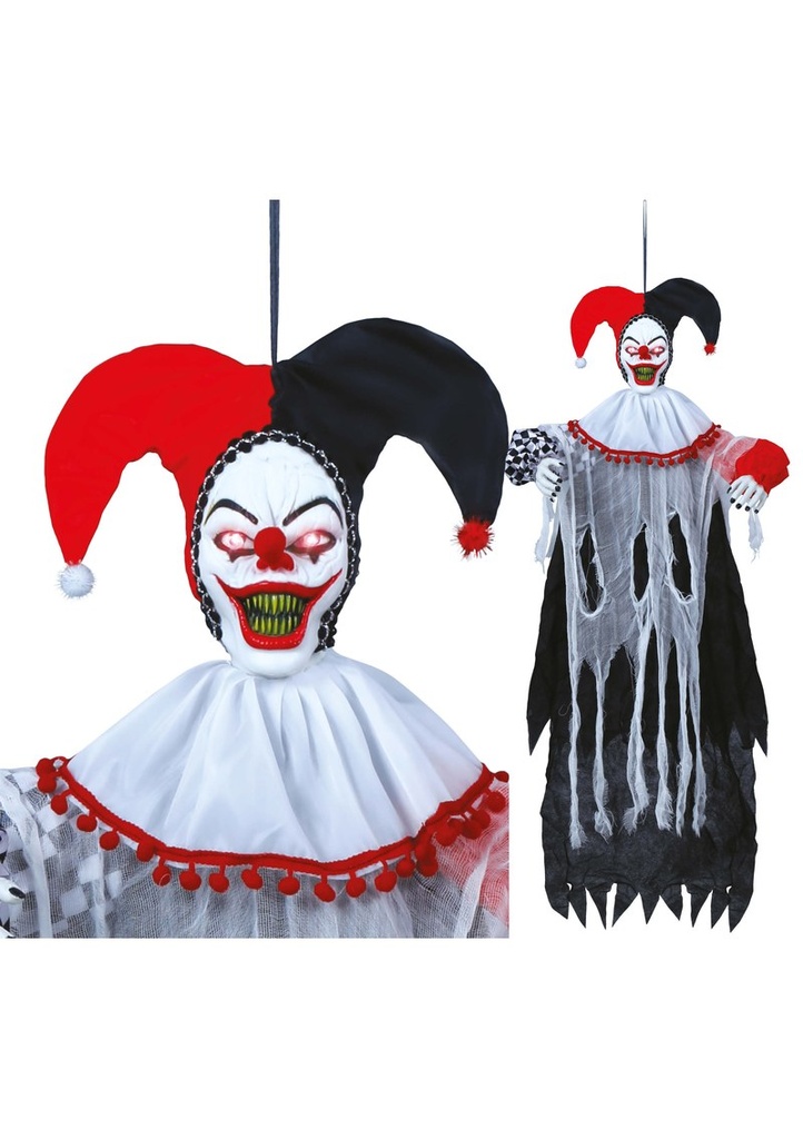 Halloween Hanging Clown Buffon With Light Sound & Movement 120cm