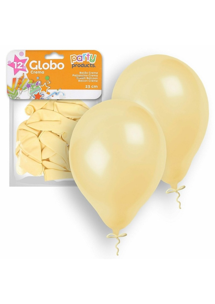 [68381] Latex Balloons 23cm (9 Inch) Cream - 12pk