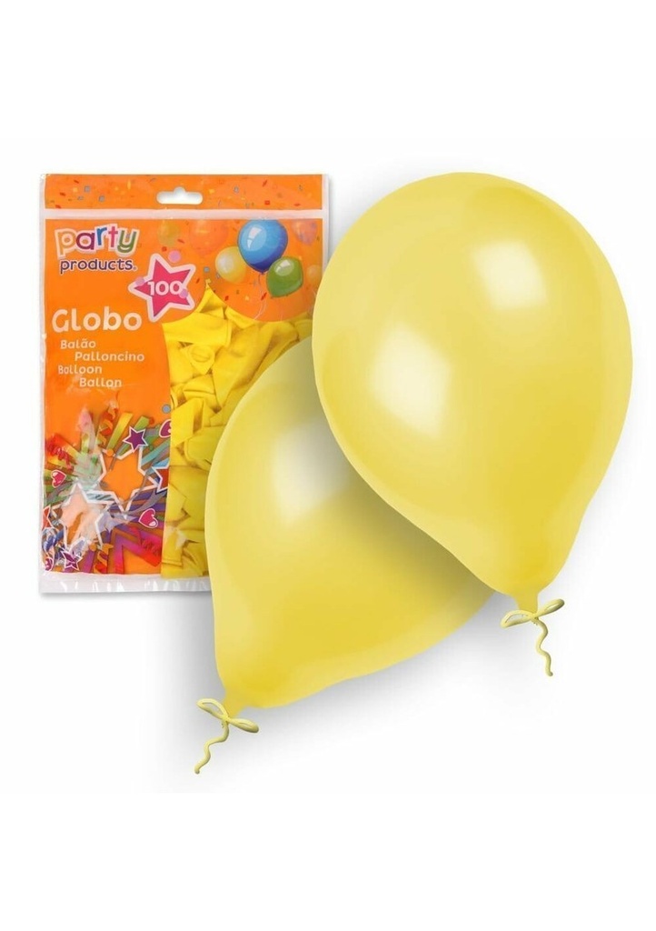 [68380] Latex Balloons 23cm (9 Inch) Yellow - 100pk