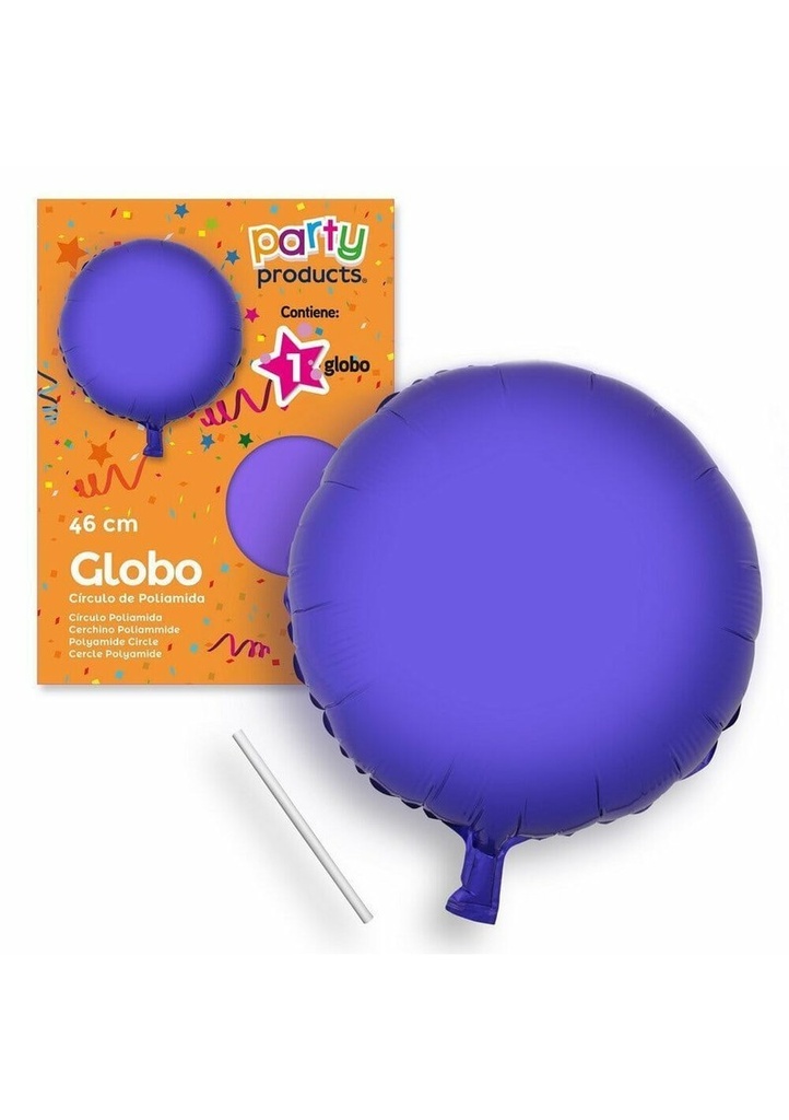 Polyamide Purple Circle Balloon + Stick 46 cm
