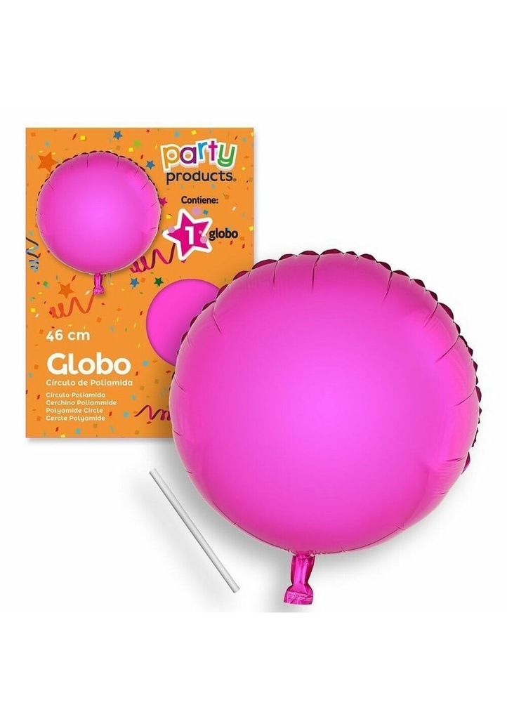 Polyamide Pink Circle Balloon + Stick 46 cm