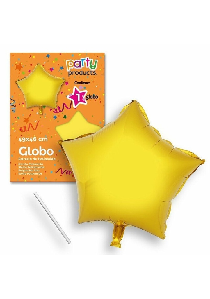 Polyamide Golden Star Balloon + Stick 49 X 46 cm