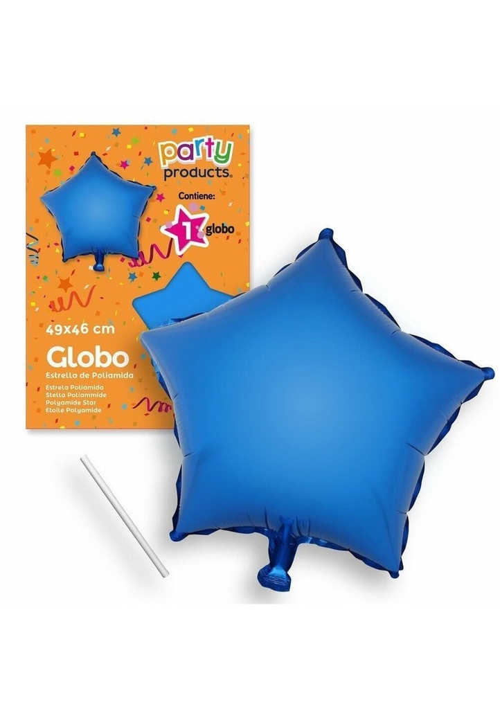 [68437] Polyamide Blue Star Balloon + Stick 49 X 46 cm