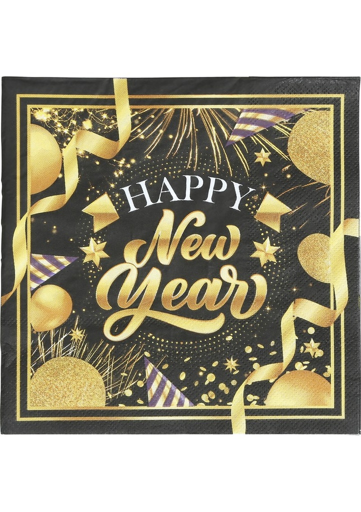 Happy New Year Napkins 16x16cm - 20pcs