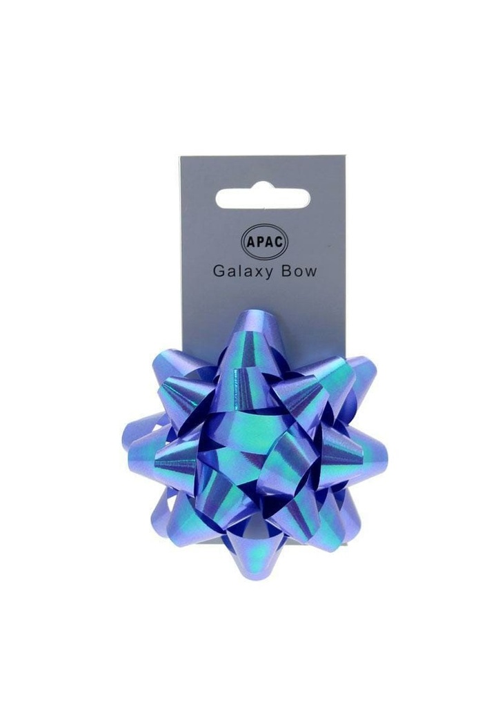 Galaxy Bow On Header Iridescent Blue 75mm - 1pk