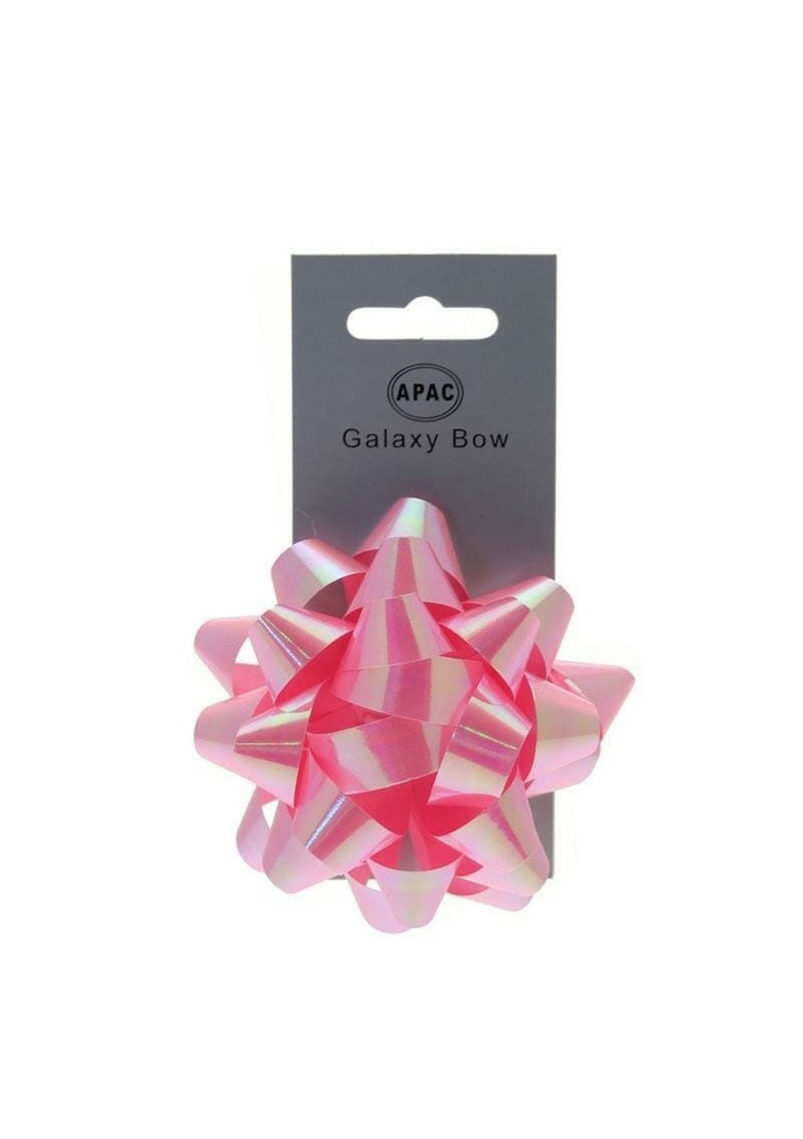 Galaxy Bow On Header Iridescent Pink 75mm - 1pk