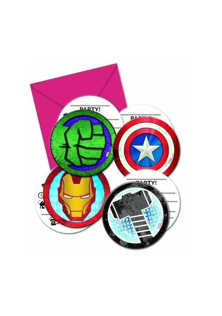 Mighty Avengers Die-cut Invitations & Envelopes - 6pk