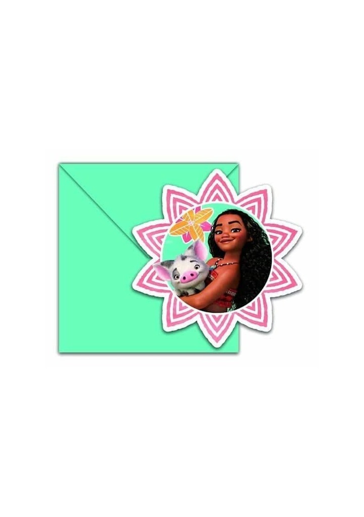 Moana Die-cut Invitations & Envelopes  - 6pk