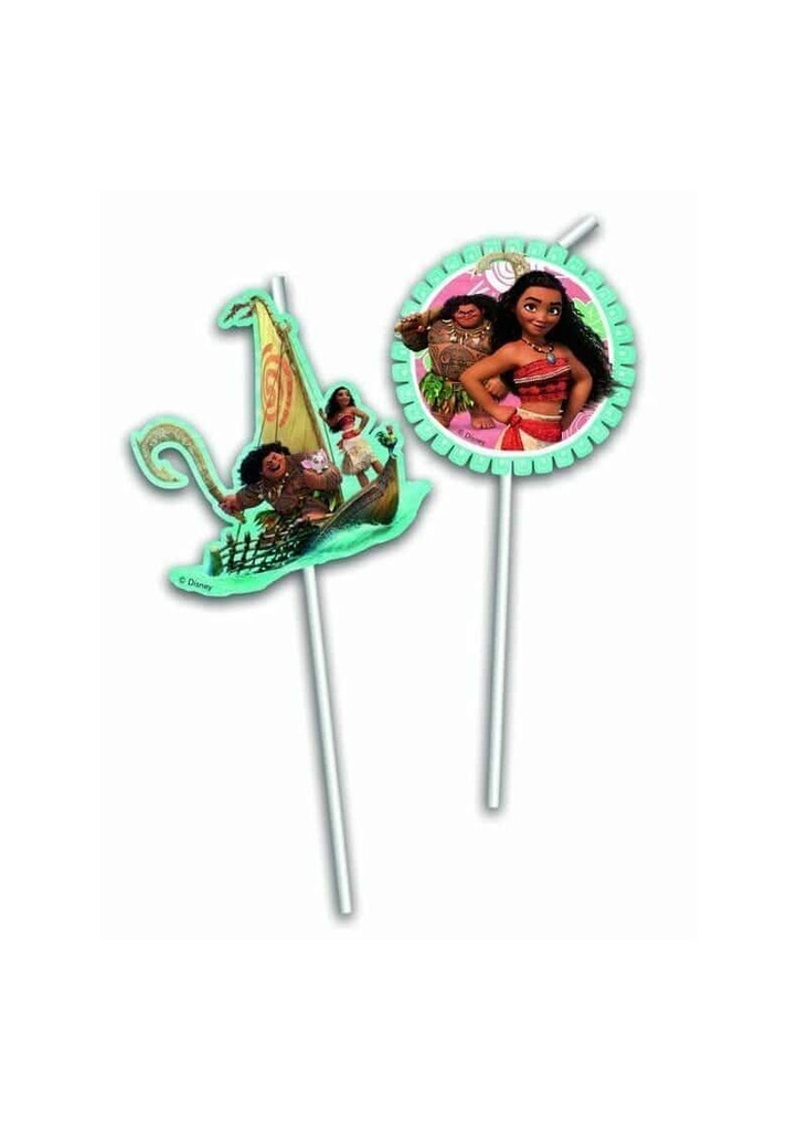 Moana Medallion Flexi Drinking Straws  - 6pk