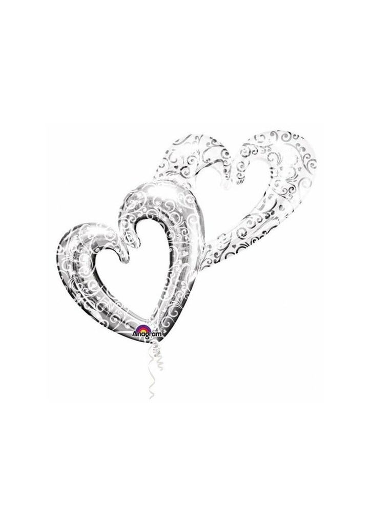 Multi Balloon Interlocking Hearts Foil Balloon 53" x 36" (134cm x 91cm)