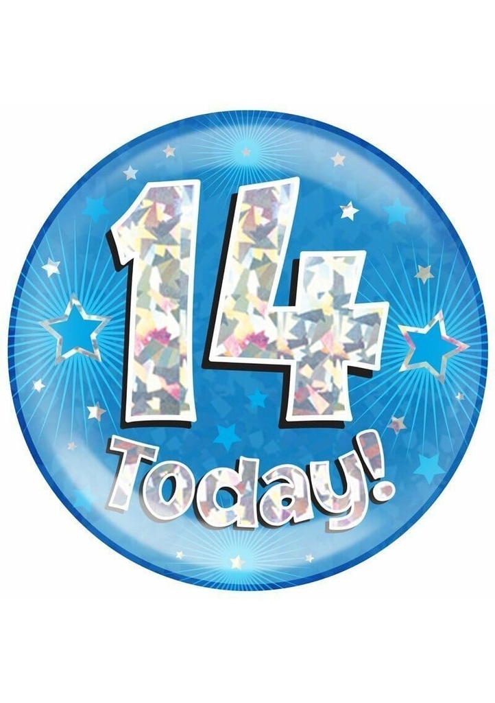 Jumbo Badge -  14 Today Holographic Oaktree Blue - 15cm