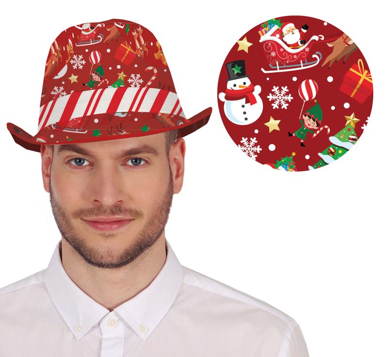 Christmas Red Ganster Hat - Adult One Size