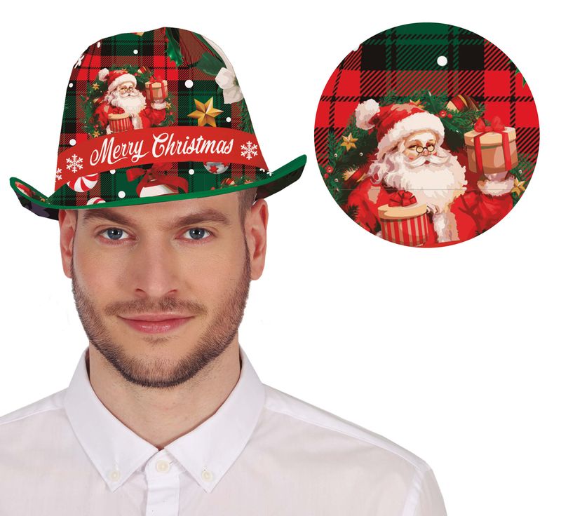 [41265] Christmas Green Ganster Hat - Adult One Size