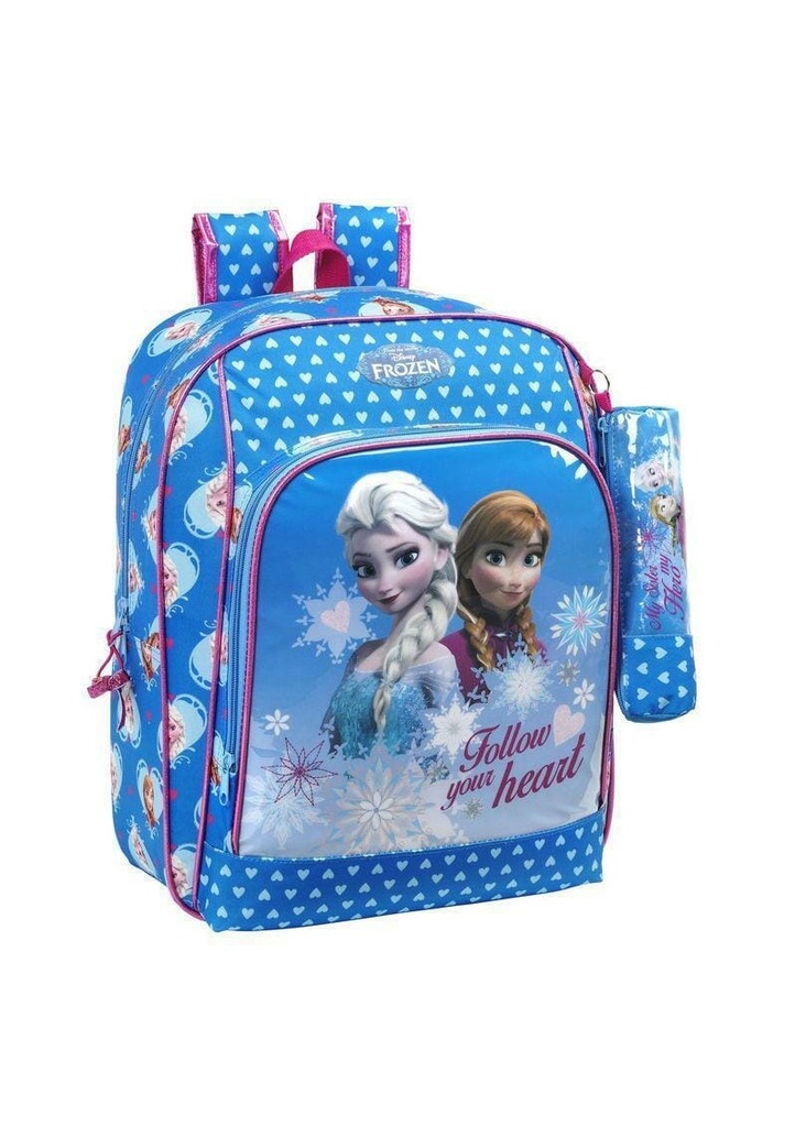 Frozen Elsa & Anna " Follow Your Heart" Backpack (34cm x 41cm) with Pencil Case (8cm x 22cm)