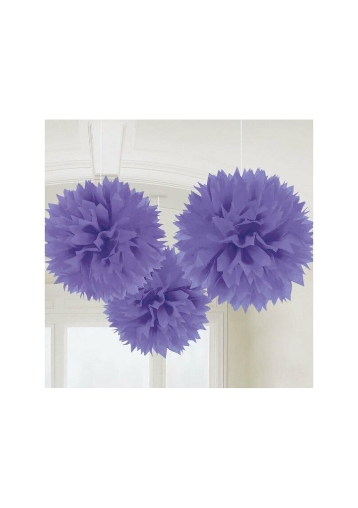 [18055-106-55] Purple Paper Fluffy Decorations 40.6cm - 3pk