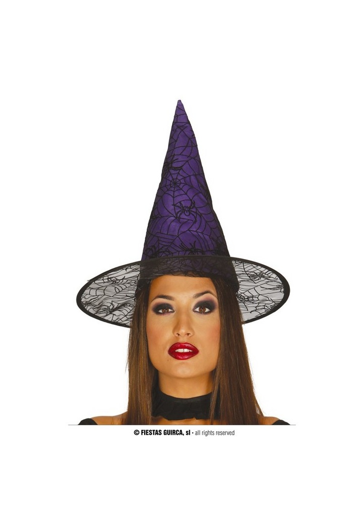 Witch Purple Hat with Spider Print - 40cm