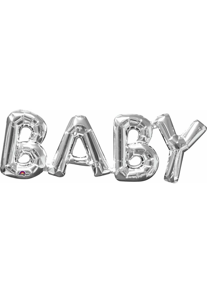 Silver Phrase '' Baby '' Foil Balloon 26" x 9"
