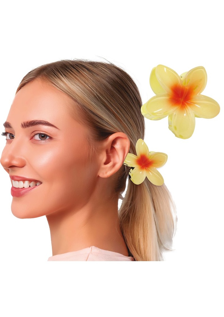 Hawaiian Yellow Hair Flower Clip 8cm