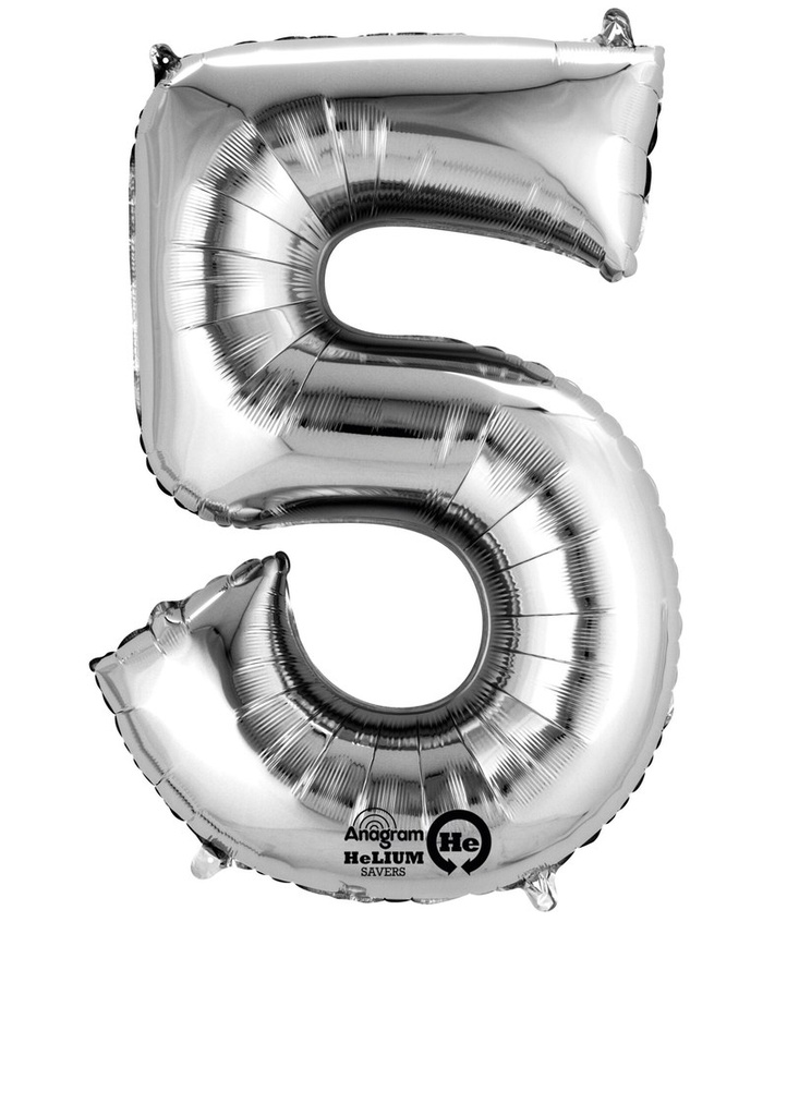 Silver Number " 5 " Foil Balloon 16''