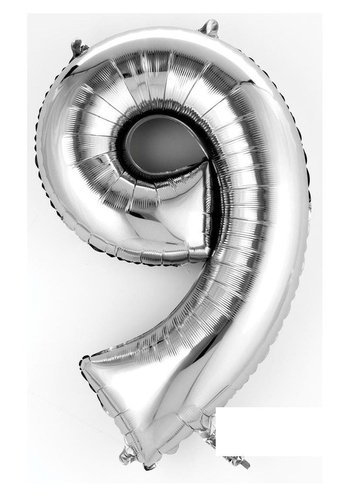 Silver Number " 9 " Foil Balloon 16''