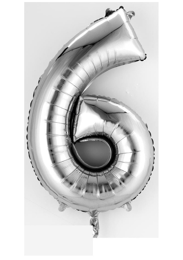 Silver Number " 6 " Foil Balloon 16''