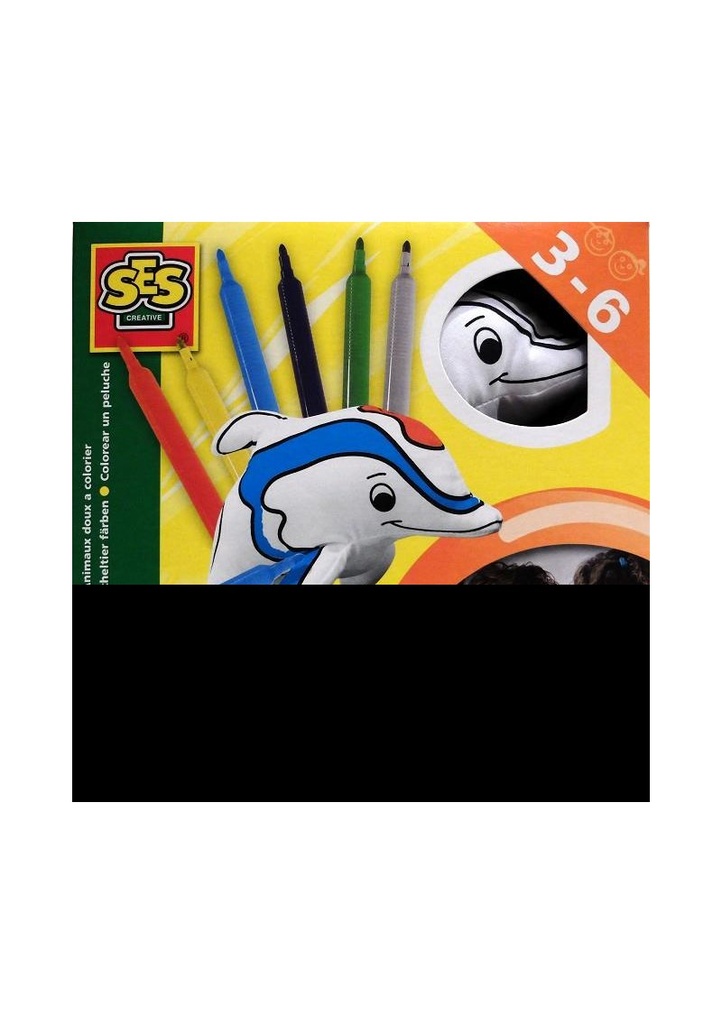 Dolphin Plush Toy with Washable Markers
