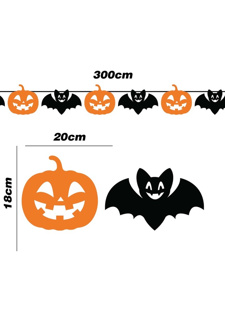 Halloween Bat & Pumpkin Garland Banner 300cm (20x18cm)