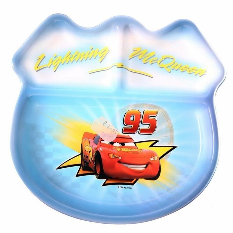 Cars Lightning Mc Queen Plastic 3 Section Plate - 19cm x 20cm