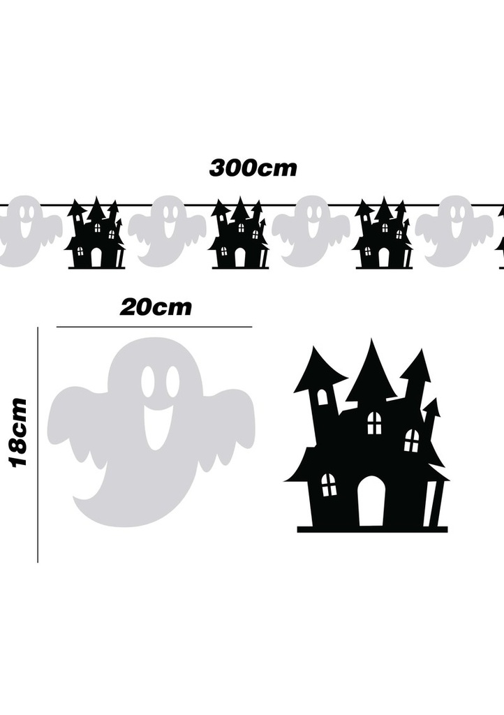 Halloween Ghosts & Castles Garland Banner 300cm (20x18cm)