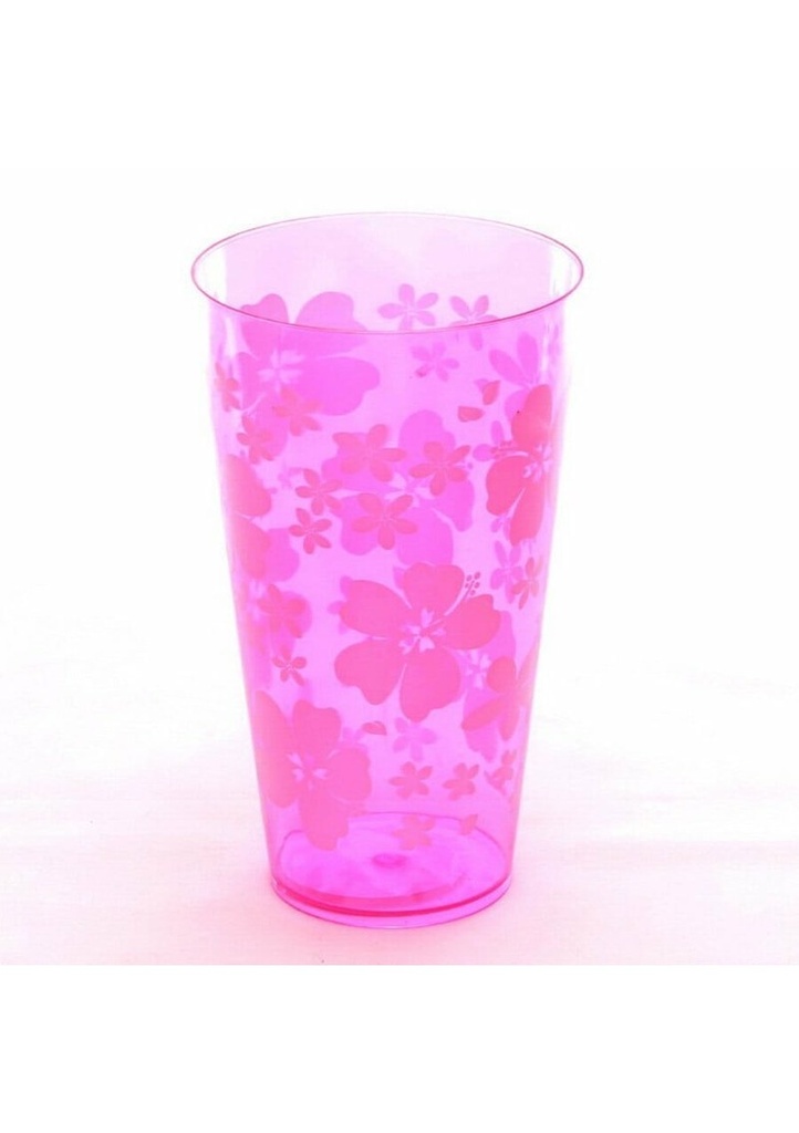 Pink Plastic Tumbler with White Flowers - 15cm