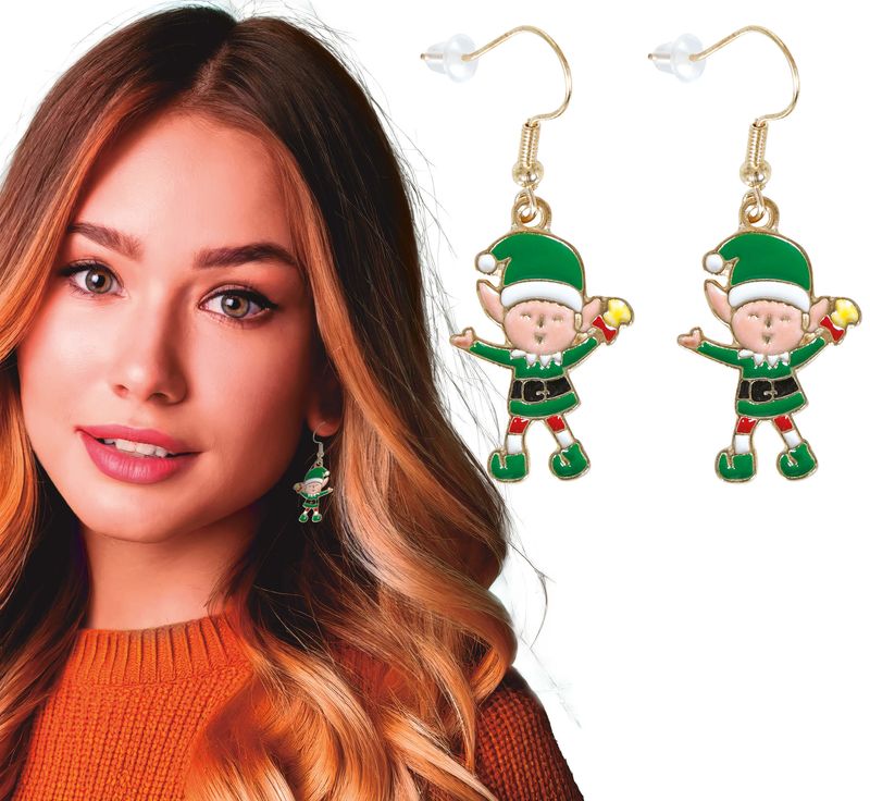Christmas Elf Metal Earrings
