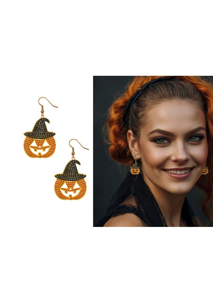 Halloween Pumpkin Earrings With Beads 2cm