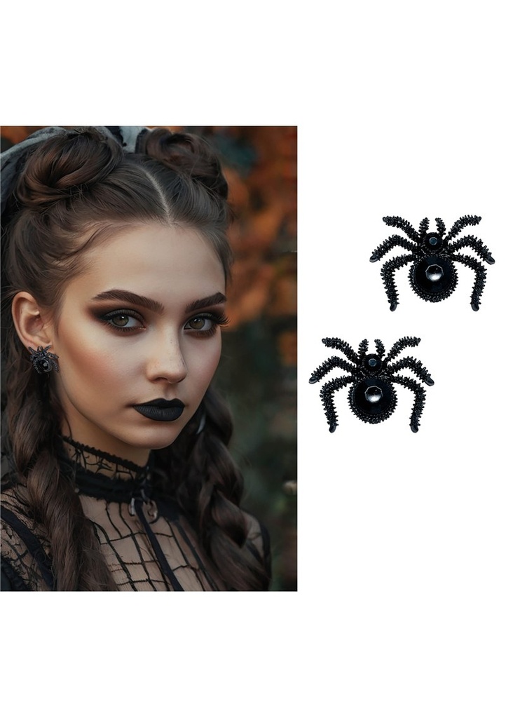 Halloween Black Spider Earrings 25cm