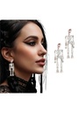 Halloween Sparkling Skeleton Earrings Silver 65cm