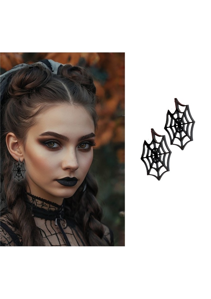 Halloween Black Spiderweb Earrings 5cm