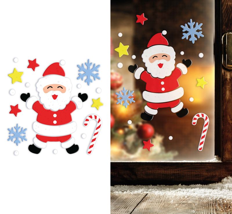 Christmas Satna Gel Window Decoration 20x25cm