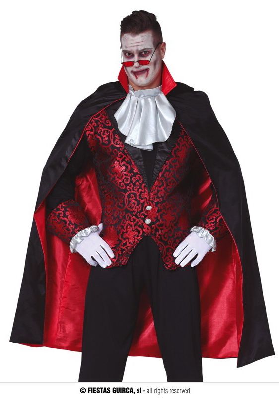 [18633] Black Cape With Red Lining 115cm