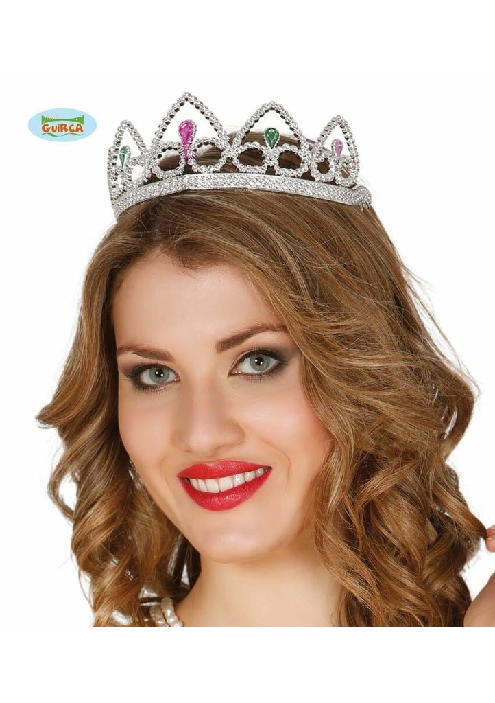 Silver Tiara with Green & Purple Gems