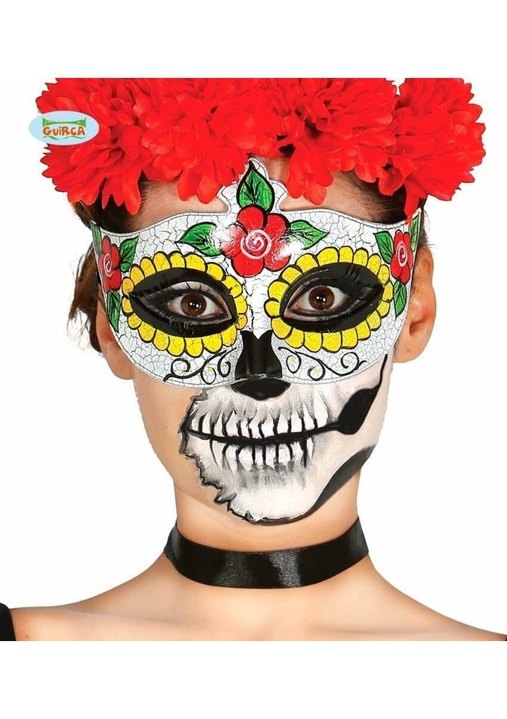 Venetian Day Of The Dead Red Flower Mask