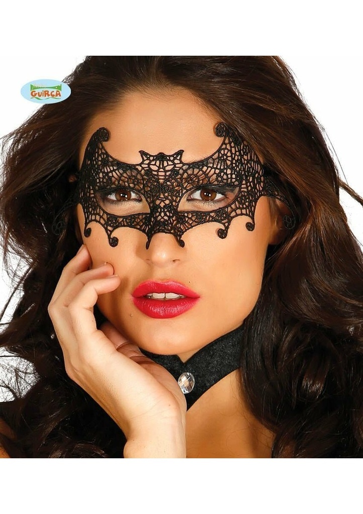 Venetian Bat Embroidered Black Mask