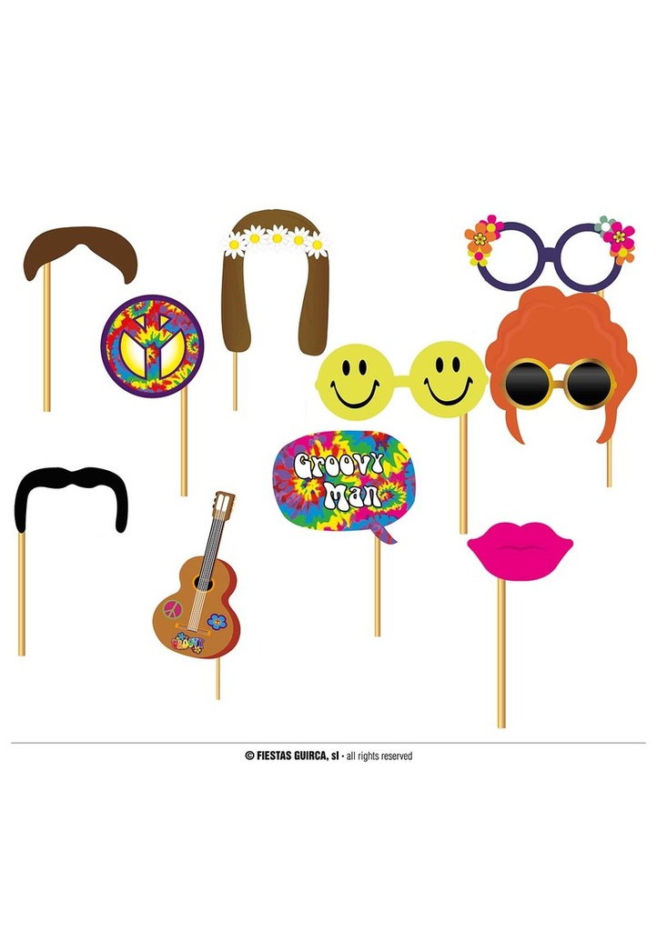 [7204] Hippy Photo Booth Set x 12pcs