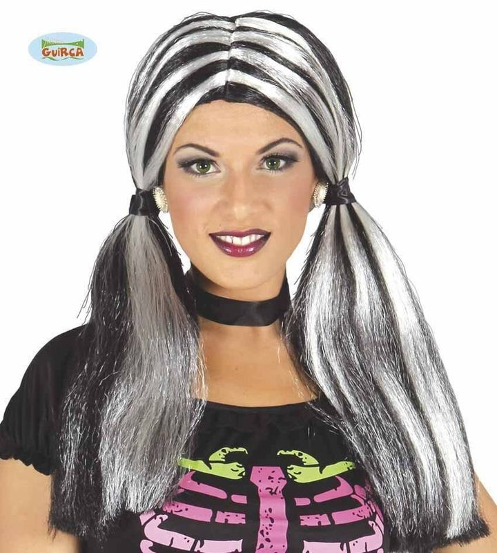 [4908] Black & White Witch Wig