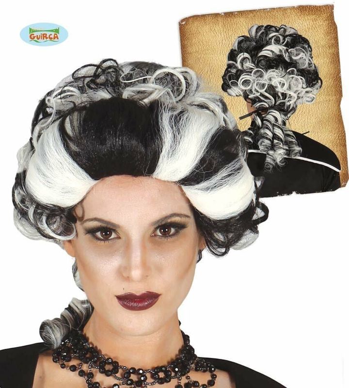 [4903] Black & White Vampires Marchioness Wig - Adult One Size